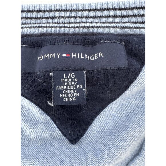 Tommy Hilfiger Mens Light Blue Cotton Blend Sleeveless V-Neck Sweater Vest L - Picture 3 of 11